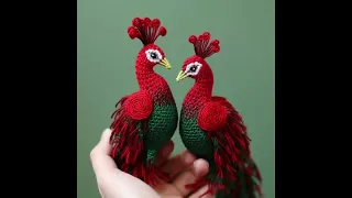 ♥️💚 AMAZING PEACOCKS 🦚 WOOL ART CROCHET KNITTING AI MADE DESIGN IDEAS - KLMNO ART