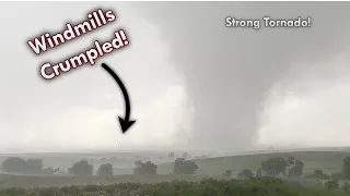 Strong Tornado Destroys Windmills Before Impacting Greenfield, IA