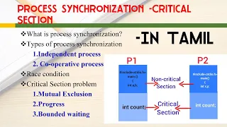 Process synchronization | Race condition | critical Section problem | Operating System | IN TAMIL