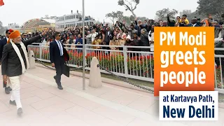 PM Modi greets people at Kartavya Path, New Delhi