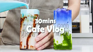 💜맛있는 음료로 30분 힐링할사람~?🙋🏻‍♀30mins Cafe Vlog/카페브이로그/Cafe Vlog/ASMR/Tasty Coffee#243