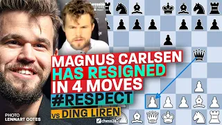 WHY Does CARLSEN Resign on Move 4? He Sacrifices His Queen on Move 3! | Ding - Magnus