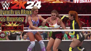 WWE2K24 SHOWCASE | MATCH 16: Becky Lynch vs Charlotte Flair vs Ronda Rousey (Wrestlemania 35)