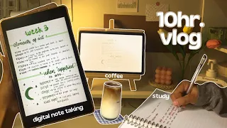 10hr. study vlog 🌱 digital note taking using samsung s6 lite, stu(dying), coffee