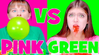 ASMR Pink Candy VS Green Candy Food Challenges