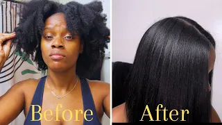 How to: Silk Press and trim type 4 natural hair AT HOME