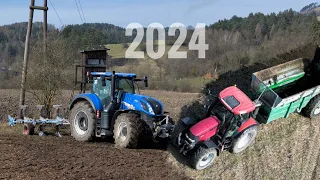 Heavy plowing and fertilizing 2024 New Holland T7.290 + Lemken Juwel and Case IH Maxxum + Samson SP