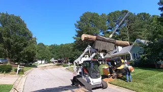 Tree Service in Fuquay Varina NC removing multiple trees with crane | Kenny's Tree Removal