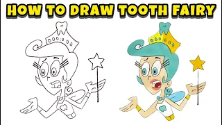 How to Draw Tooth Fairy from Cartoon Fairly OddParents – Colorful Instruction
