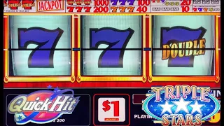 BOOM! Pinball is in a better mood! Double Jackpot Quick Hit + 4 Reel Triple Stars Slot Play!