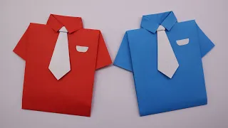 Origami Shirt With Tie 👔 How to Make Paper Shirt 👔 Father's Day Gift ideas