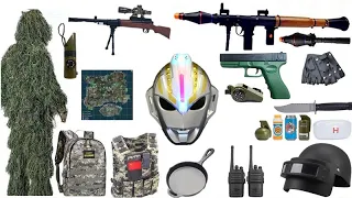 Special Police Weapons Toy set Unboxing-M416 guns, Gas mask, Glock pistol, Dagger grenade,RPG,AK-47,