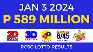 Lotto Result January 3 2024 9pm PCSO