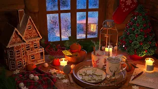 Relaxing Fireplace Sounds & Snow Fall in a Cozy Winter Ambience
