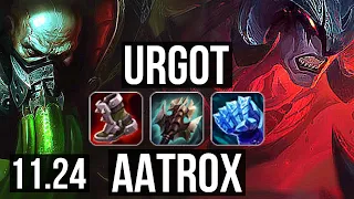 URGOT vs AATROX (TOP) (DEFEAT) | Rank 8 Urgot, 500+ games, Dominating | KR Master | 11.24