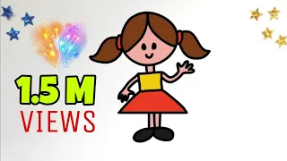 How to draw a GIRL - Easy tutorial for Kids Toddlers Preschoolers