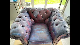 The Scratch Doctor complete leather repair of cracked and ripped Chesterfield chair