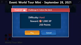 World Tour Mini Game #8 | September 28, 2021 Event | FreeCell Hard