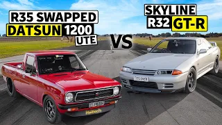 1600hp Skyline GT-R R32 vs R35 Swapped Datsun Pickup // THIS vs THAT Down Under