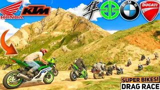 GTA 5: SUPER FAST INDIAN BIKES DRAG RACE 🔥 IMPOSSIBLE OFF ROAD MOUNTAIN RIDING ⛰️ GTA 5 MODS!