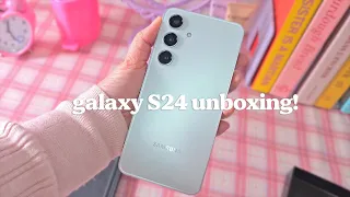 Samsung Galaxy S24 marble gray aesthetic unboxing+cute set up💜 filpsuit case & card🩷갤럭시 S24 언박싱!💕