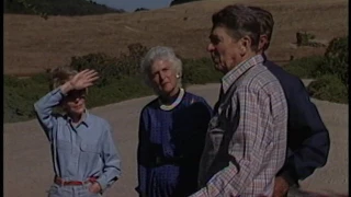 President Reagan meeting with George Bush at Rancho Del Cielo on August 14, 1985