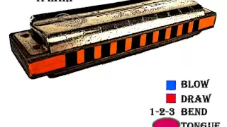 Tongue Blocking Riff 1 - Blues Harp - Beginning level