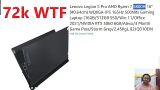 The Unicorn Deal that we missed: 72k Lenovo Legion 5 Pro 5800H 3060 95W-100% 500 nits 1600p 80 Whr