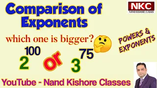 Comparison of Exponents, which one is greater? 2^100 or 3^75 Exponents & Power| Comparing the Powers