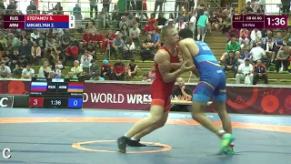 1/4 GR - 66 kg: S. STEPANOV (RUS) df. Z. MIKAELYAN (ARM) by FALL, 11-0