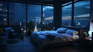 Cityscape Lullaby | A Full Day of Relaxation in Your Cozy Bedroom with Rain Sounds For Sleeping