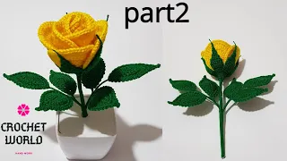 How To Make Crochet Amigurumi Rose Flower (Part2) Tutorial English Free Pattern For Beginner's