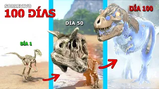 SOBREVIVO como DINOSAURIO NO MUERTO ESQUELETO 100 DÍAS en ARK y Evoluciono en dios jefe tirano Rex