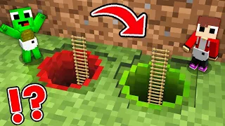 JJ and Mikey FOUND SECRET TINY LADDER in Minecraft WHICH PASSAGE TO CHOOSE ? - Maizen Cash Nico Zoey