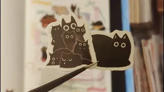 Chaotic cats in my animal themed journal | ASMR no talking