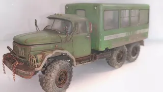 ZIL-131 Weathered 1/43 Modelcar with Original Engine Sound Зил-131