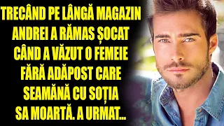 Trecând pe lângă magazin, Andrei a rămas șocat când a văzut o femeie fără adăpost care semăna...