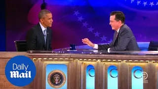 President Obama goes head to head with comedian Colbert - Daily Mail