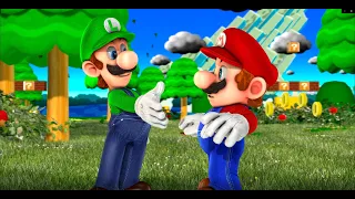 Luigi shakes Mario's hand!