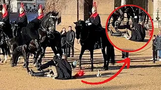 Shocking Moment Royal Guard FALLS OFF Horse!