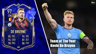 SO MANY 99 ATTRIBUTES?!? FIFA 23 TOTY KEVIN DE BRUYNE REVIEW | 97 KEVIN DE BRUYNE PLAYER REVIEW