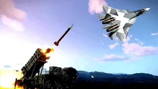 2 Su-57 fighters shot down by air defense systems - ARMA 3
