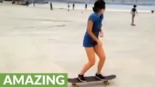 Amazing longboard dancing girl shows off skills