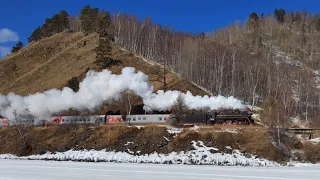 Туристический поезд "Байкальский экспресс" с паровозом Л-3438