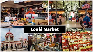 Loule Market Portugal Algarve traditional indoor market hall 4K video