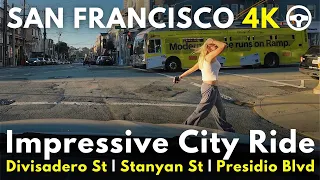 4K Driving in SAN FRANCISCO, California | Divisadero St. - Stanyan Street - Presidio Blvd