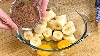 Do you have a banana, 2 eggs and cocoa? Prepare a delicious dessert without flour and sugar!