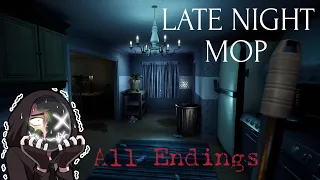 Late Night Mop Game All Endings Full Walkthrough | New Mask Live Stream