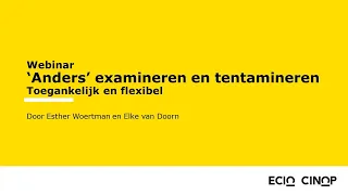 Webinar anders toetsen en examineren