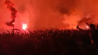 Australia fans celebrating victory against Denmark in Melbourne